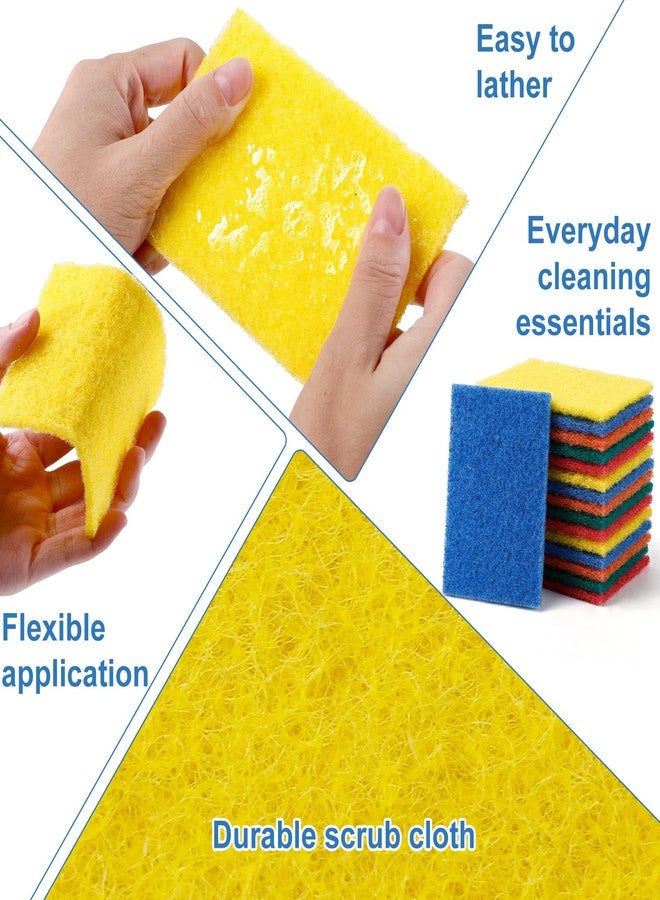 Dyrfolm 100 Pcs Scouring Pads,Heavy Duty Scour Pads,Dish Scrubber Scouring Pad,Reusable Non Scratch Household Scrub Pad for Dish Kitchen Scrubbers & Metal Grills,4.3 x 3 x 0.3 in (Multicolor) - Image 4
